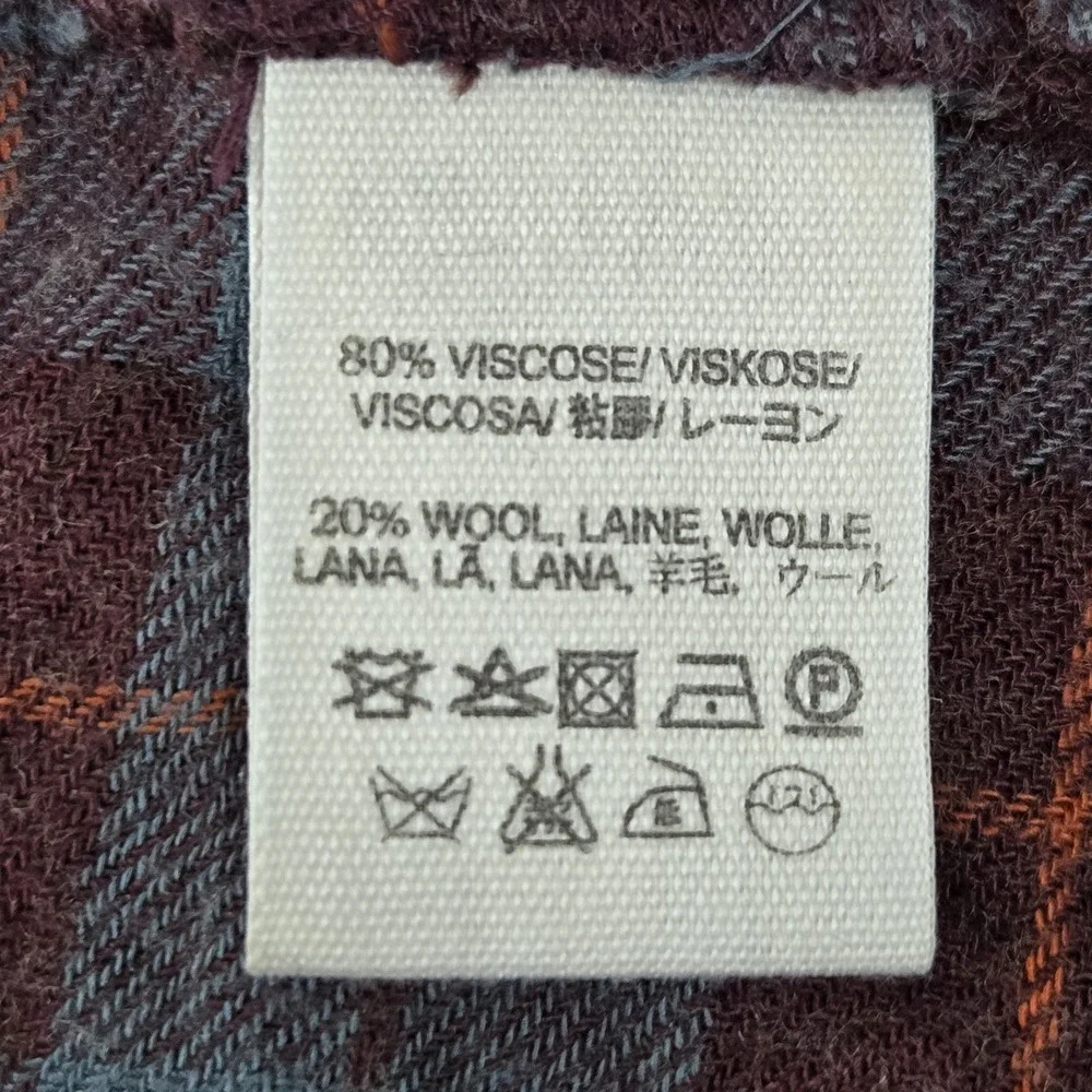 Free People Women Button‎ Up M Blue Wool Blend Plaid Flannel All About The Feel